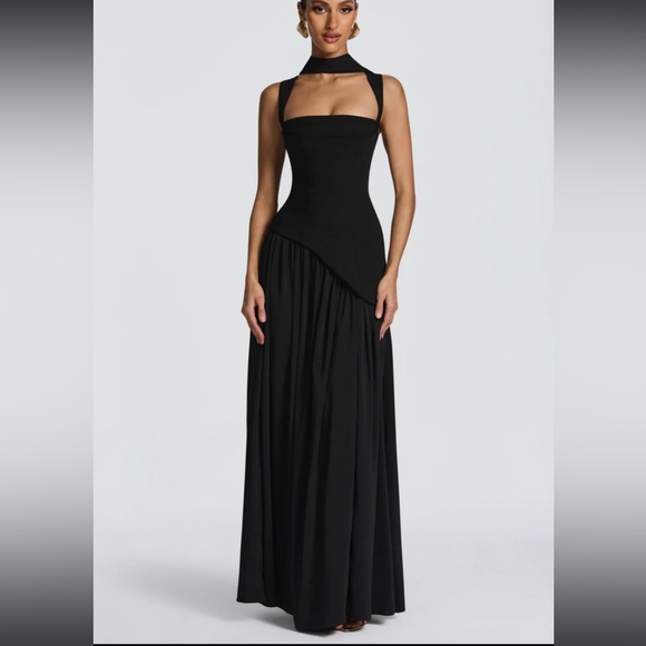 Miss Rosier Dresses & Skirts - Miss Rosier Sidonie Black Asymmetrical Maxi Gown